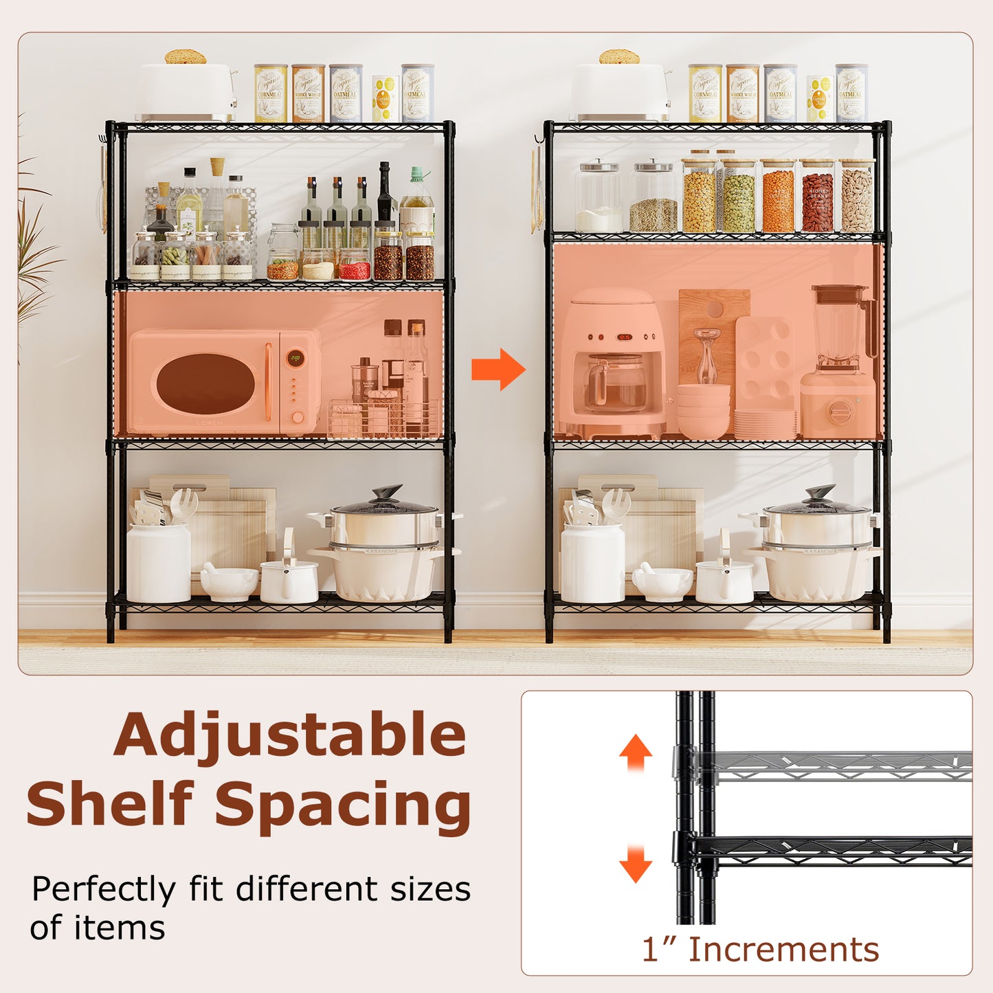 4-Tier Metal Storage Shelving Unit with V-Shaped Wire Rack and 1000 LBS Capacity-DK, Black Garages at Gallery Canada