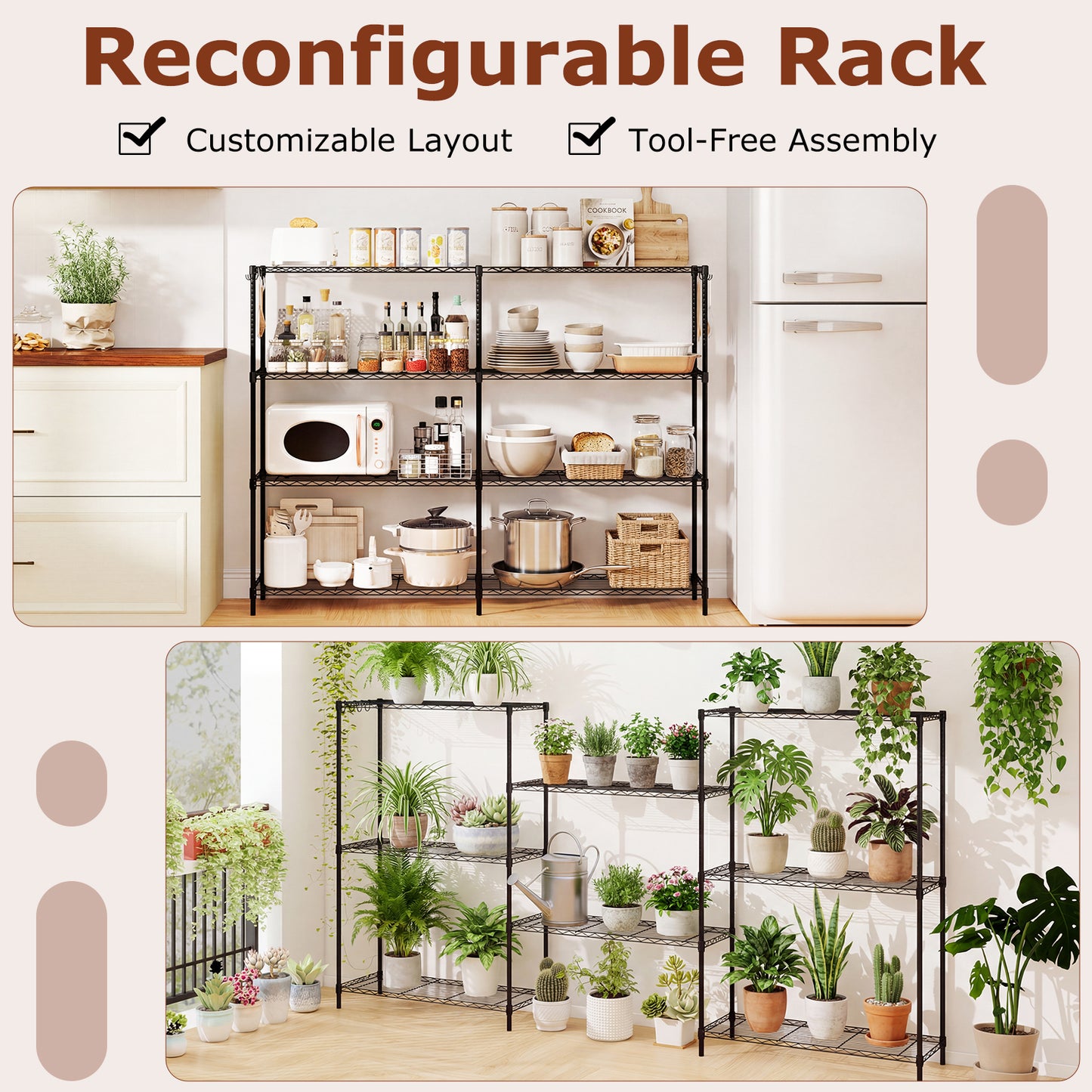 4-Tier Metal Storage Shelving Unit with V-Shaped Wire Rack and 1000 LBS Capacity-DK, Black Garages at Gallery Canada