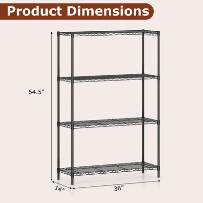 4-Tier Metal Storage Shelving Unit with V-Shaped Wire Rack and 1000 LBS Capacity-DK, Black Garages at Gallery Canada