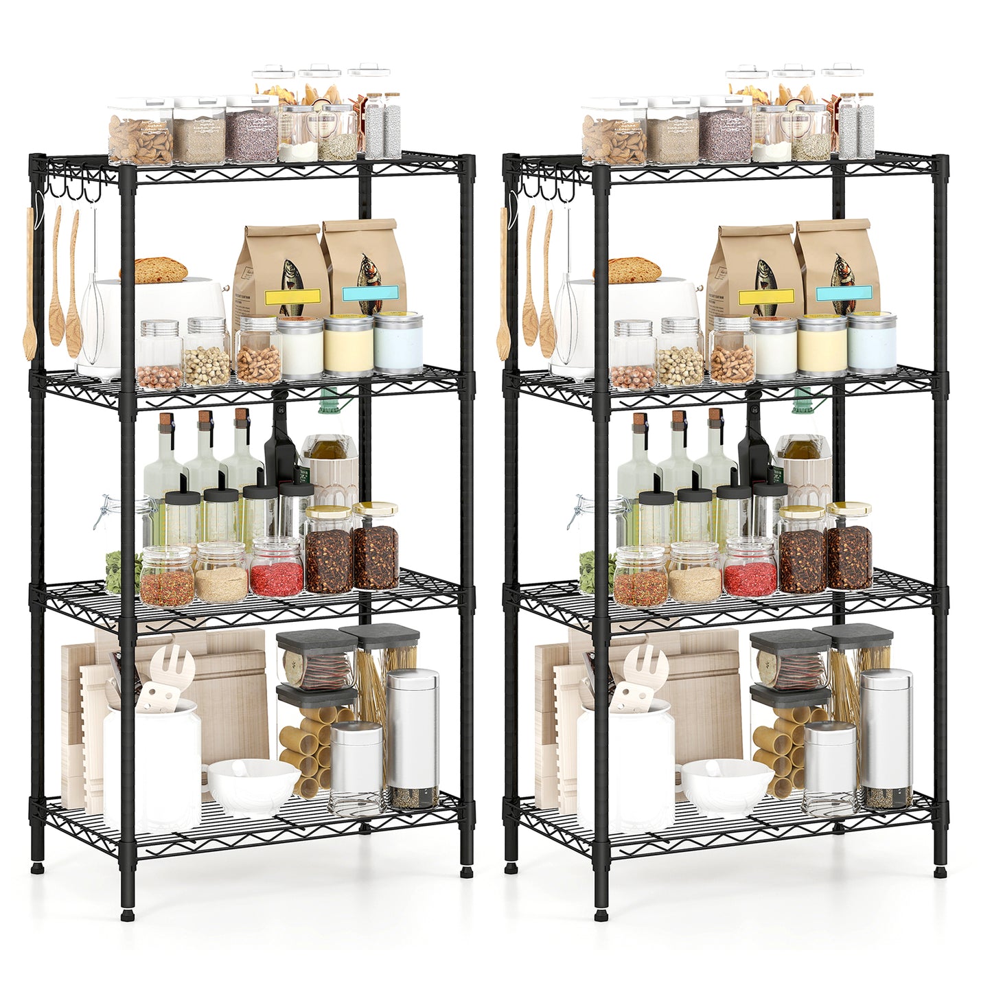 4-Tier Metal Storage Shelving Unit Set of 2, Black Garages Black at Gallery Canada