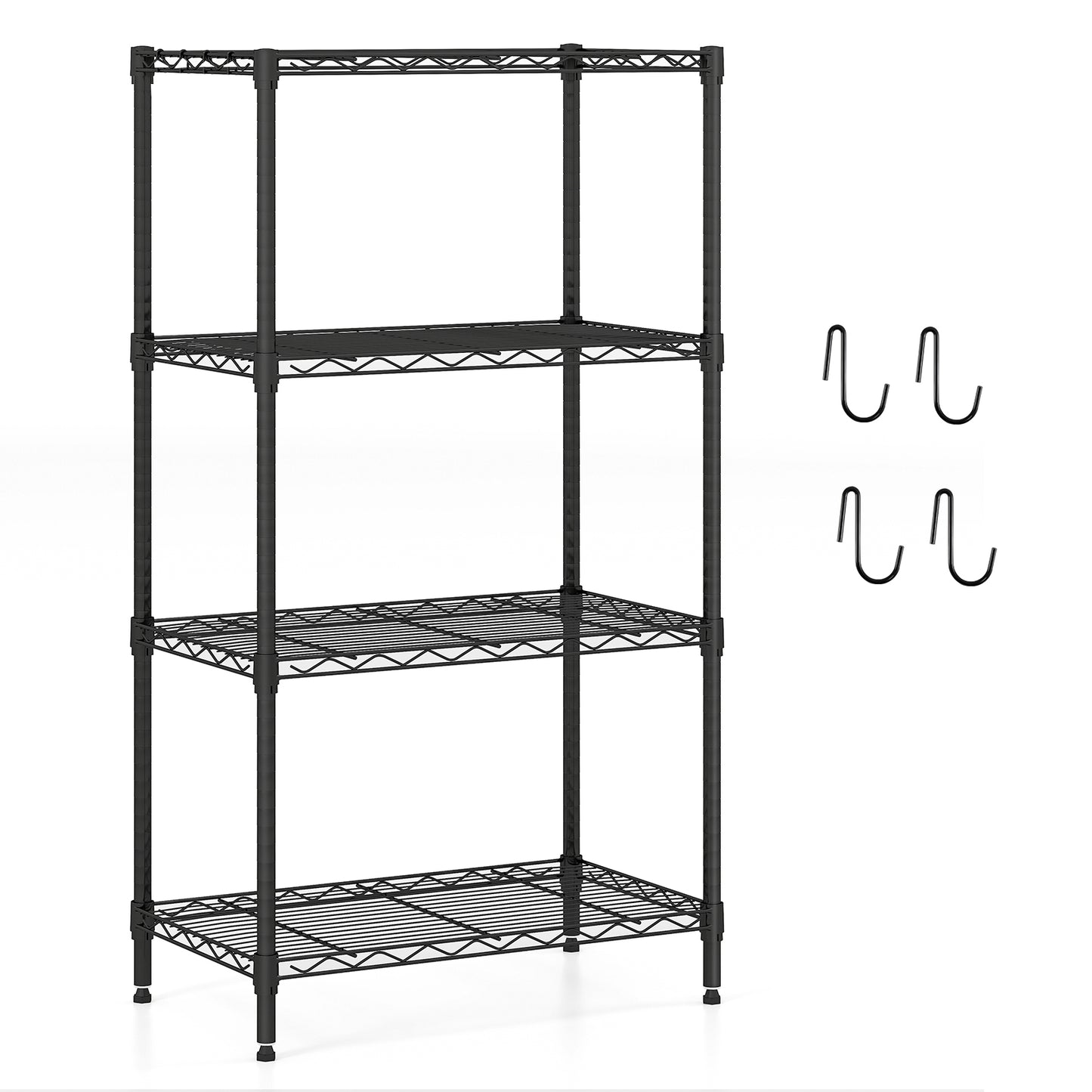 4-Tier Metal Storage Shelving Unit with V-Shaped Wire Rack and 600 LBS Capacity-DK, Black Garages at Gallery Canada