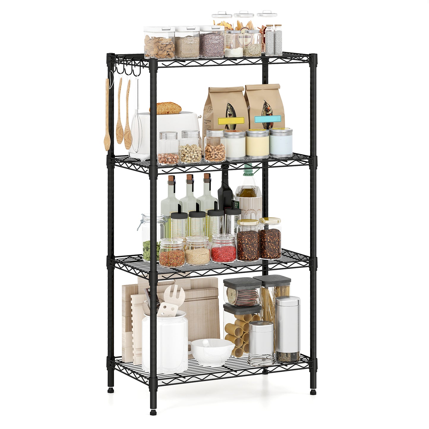 4-Tier Metal Storage Shelving Unit with V-Shaped Wire Rack and 600 LBS Capacity-DK, Black Garages at Gallery Canada