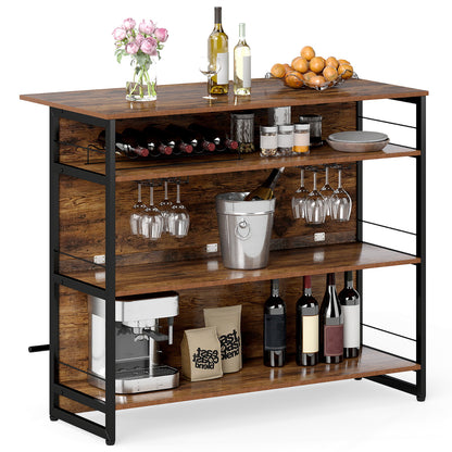 4-Tier Mini Bar Kitchen Island with Footrest and Wine Rack, Coffee Kitchen Islands & Carts at Gallery Canada