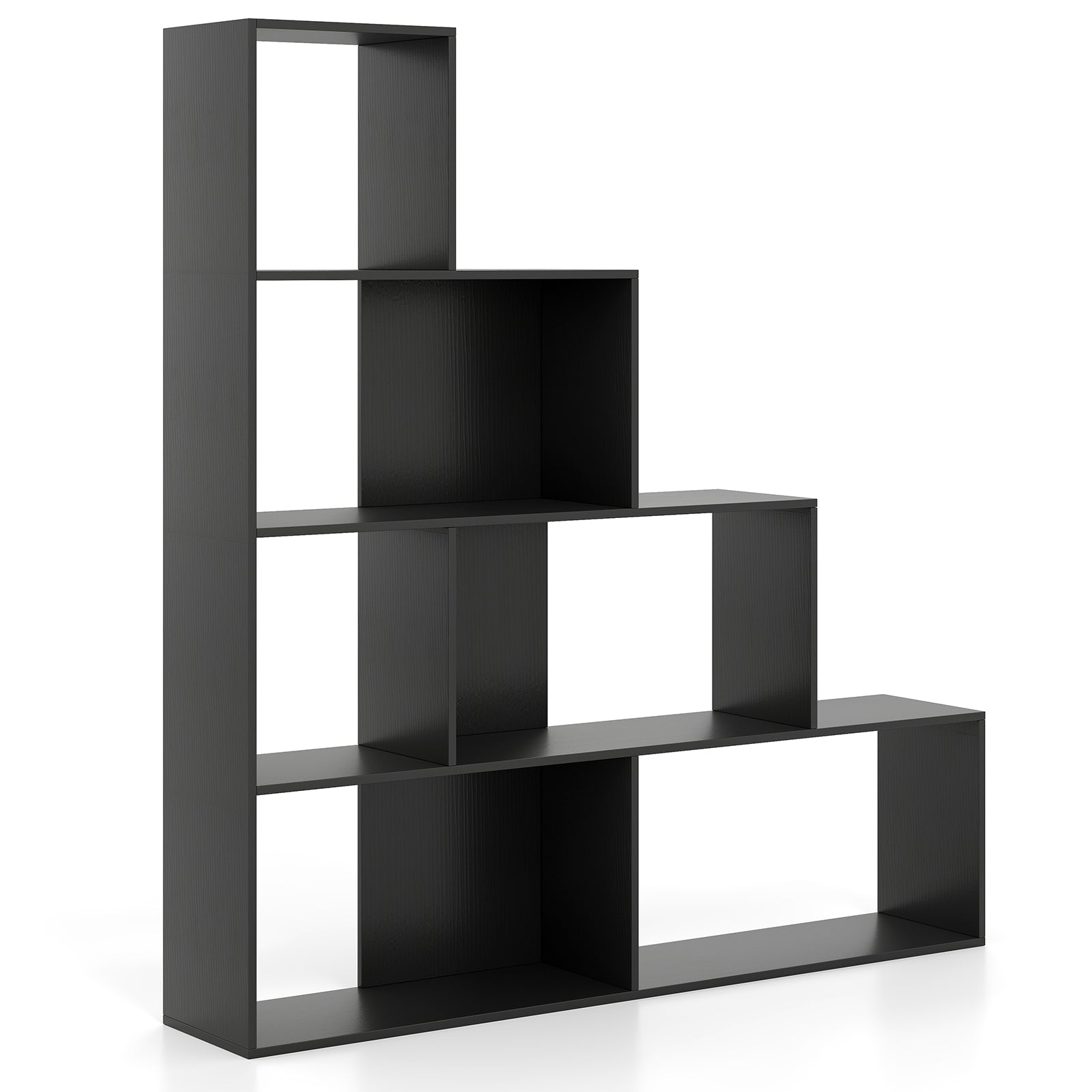 4-Tier Stepped Bookshelf, 6 Storage Cubes, Black Bookcases at Gallery Canada