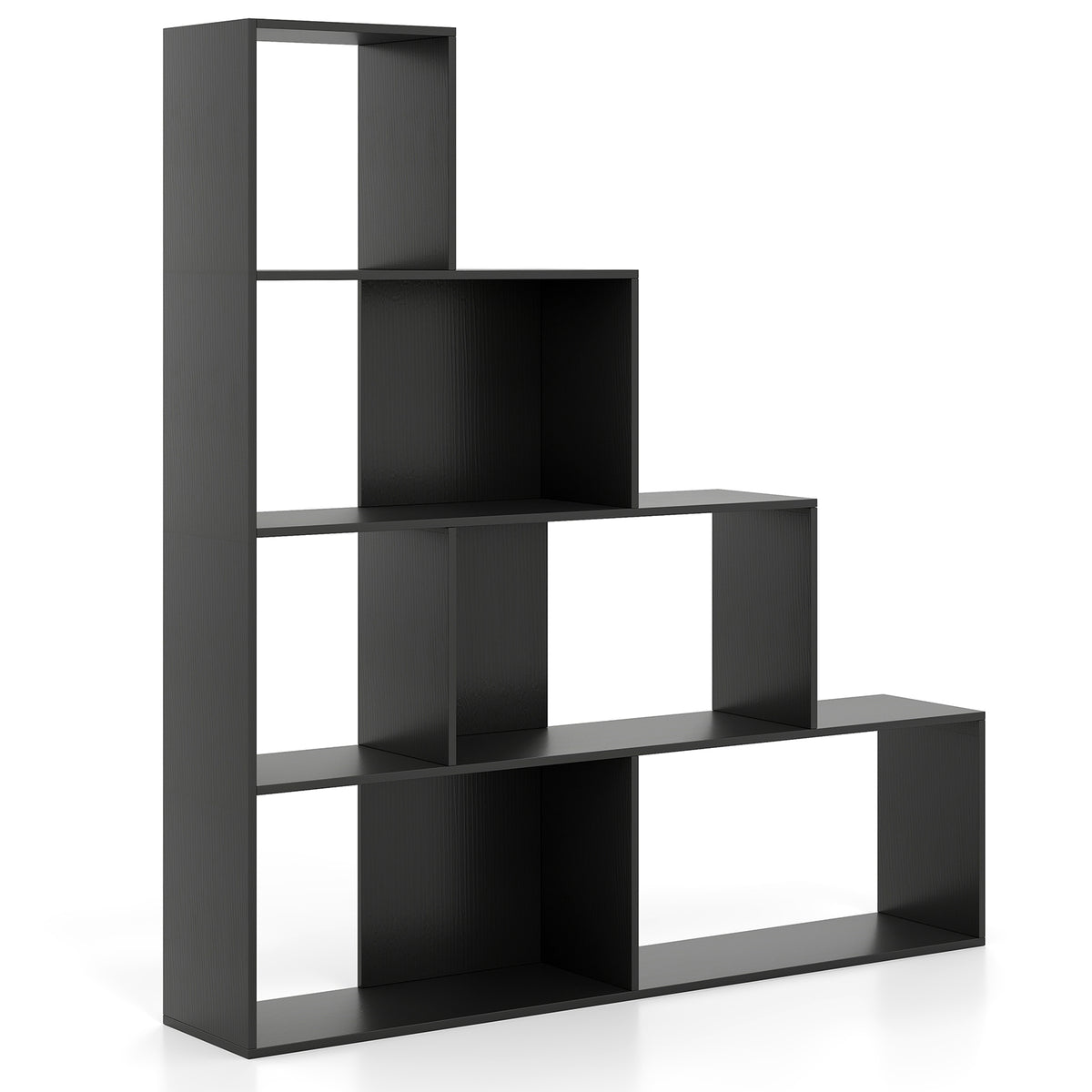 4-Tier Stepped Bookshelf, 6 Storage Cubes, Black Bookcases at Gallery Canada