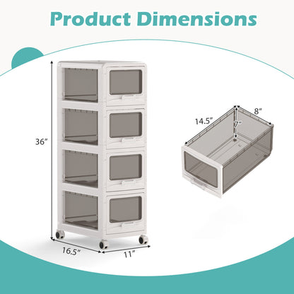 4-Tier Plastic Drawer Storage Organizer, Rolling Cart, Lockable Wheels File Cabinets at Gallery Canada