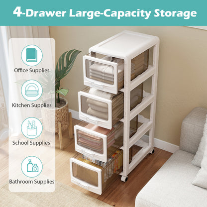 4-Tier Plastic Drawer Storage Organizer, Rolling Cart, Lockable Wheels File Cabinets at Gallery Canada
