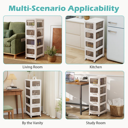 4-Tier Plastic Drawer Storage Organizer, Rolling Cart, Lockable Wheels File Cabinets at Gallery Canada