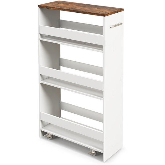 4-Tier Rolling Storage Cart, Slim Kitchen Cart, Rustic Brown Kitchen Islands & Carts Rustic Brown at Gallery Canada