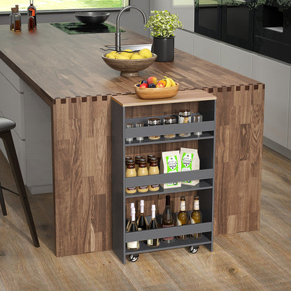 4-Tier Rolling Storage Cart, Slim Kitchen Cart With Wheels, Gray Kitchen Islands & Carts at Gallery Canada
