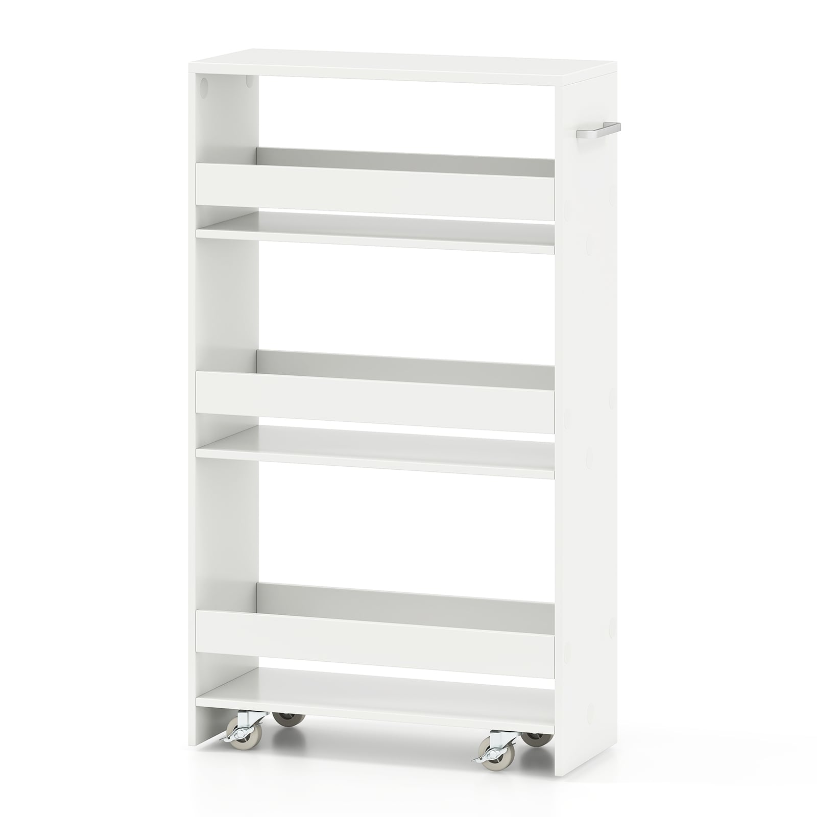 4-Tier Rolling Storage Cart, Slim Kitchen Cart On Wheels, White Kitchen Islands & Carts at Gallery Canada