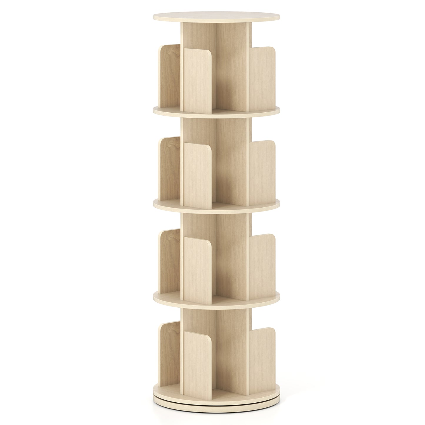 4-Tier Rotating Bookshelf With Dividers, Natural Bookcases at Gallery Canada