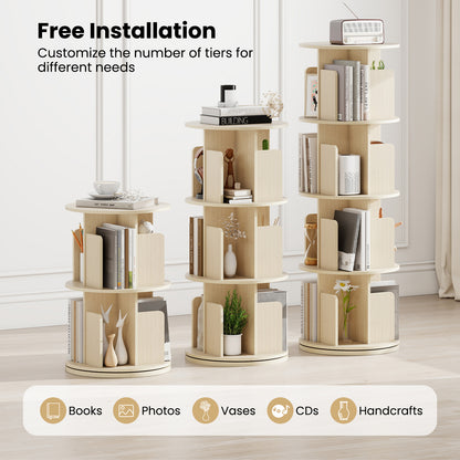 4-Tier Rotating Bookshelf With Dividers, Natural Bookcases at Gallery Canada