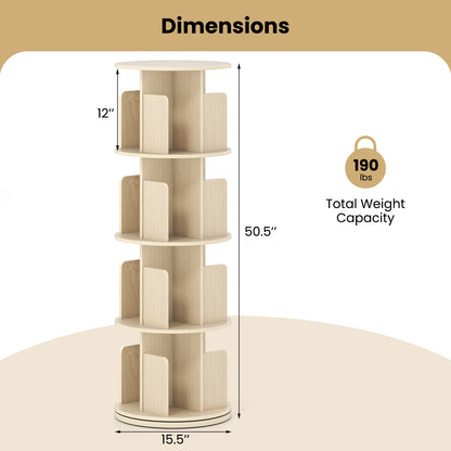 4-Tier Rotating Bookshelf With Dividers, Natural Bookcases at Gallery Canada