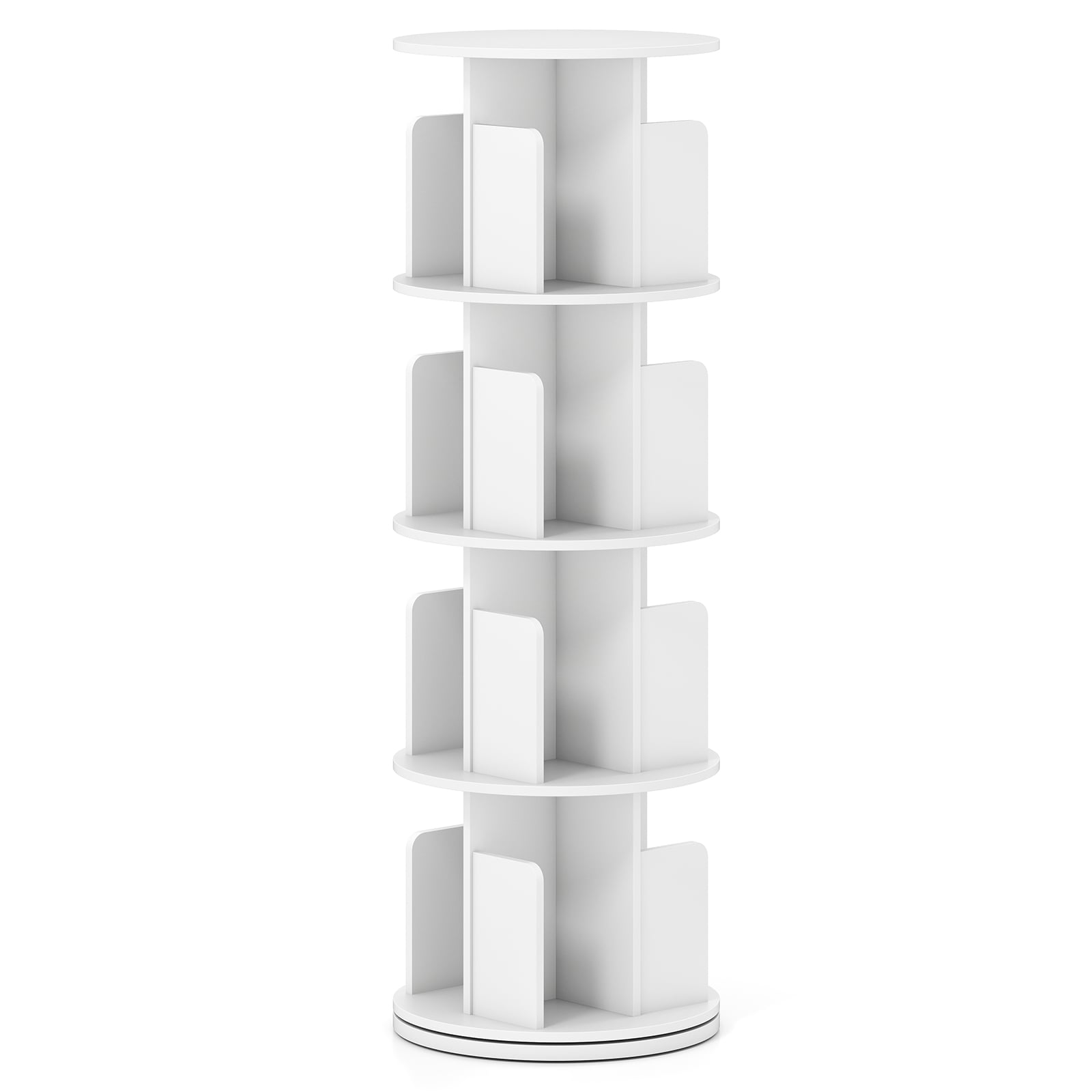 4-Tier Rotating Bookshelf With Dividers, White Bookcases at Gallery Canada