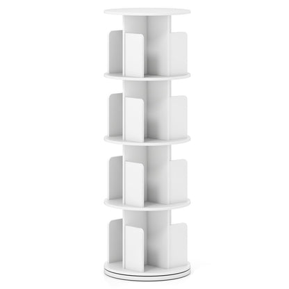 4-Tier Rotating Bookshelf With Dividers, White Bookcases at Gallery Canada