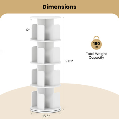 4-Tier Rotating Bookshelf With Dividers, White Bookcases at Gallery Canada