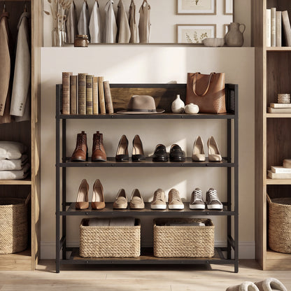 4-Tier Shoe Rack, Industrial Metal Frame, Rustic Brown Shoe Racks & Storage Benches at Gallery Canada