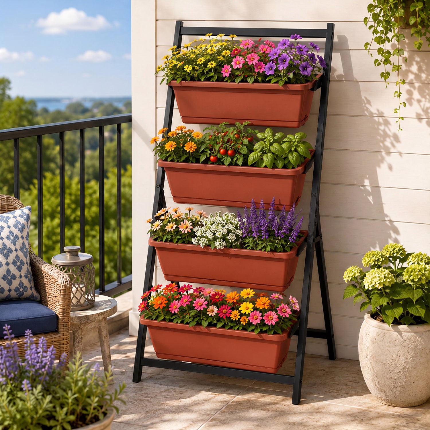 4-Tier Vertical Raised Garden Bed, Red Raised Garden Beds at Gallery Canada
