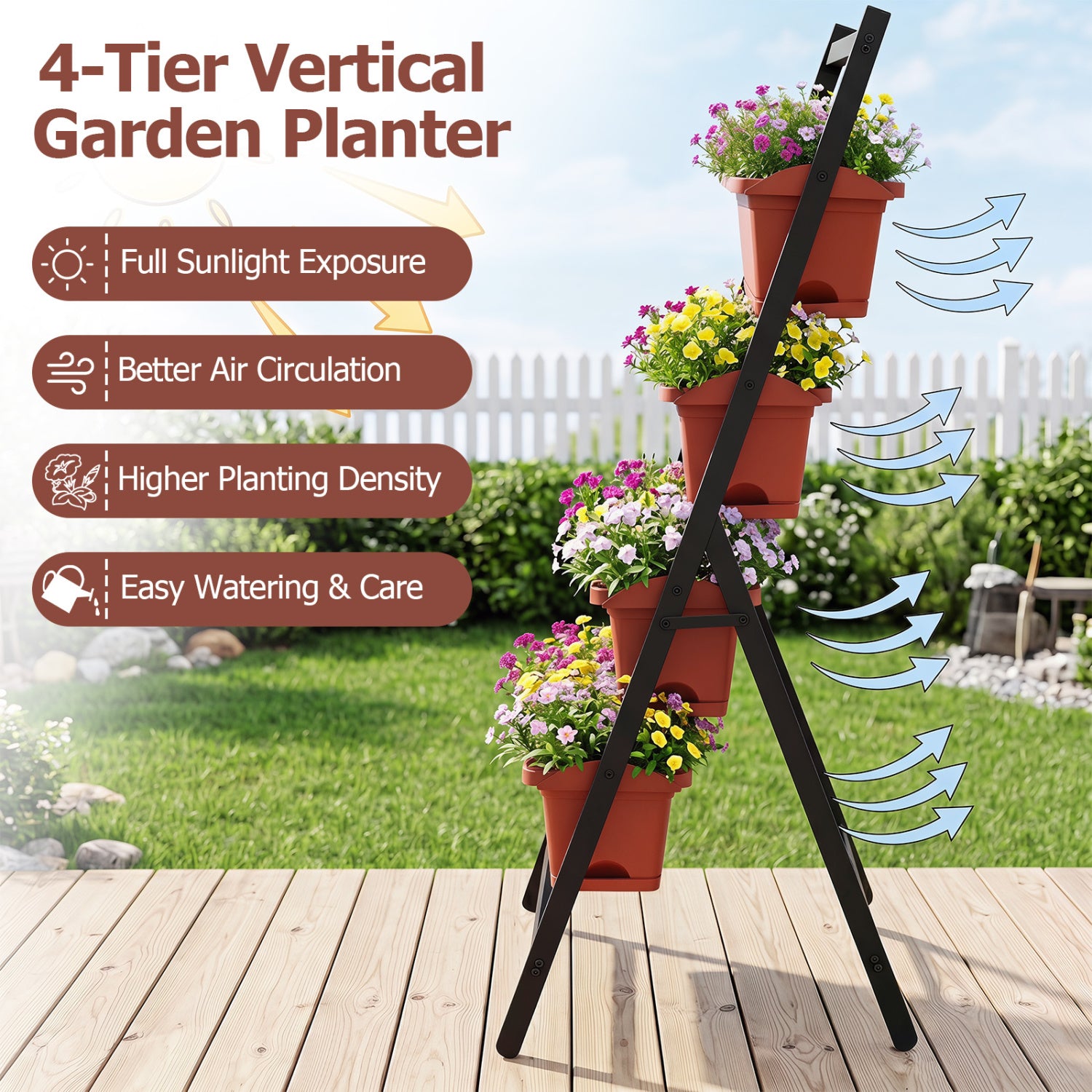 4-Tier Vertical Raised Garden Bed, Red Raised Garden Beds at Gallery Canada