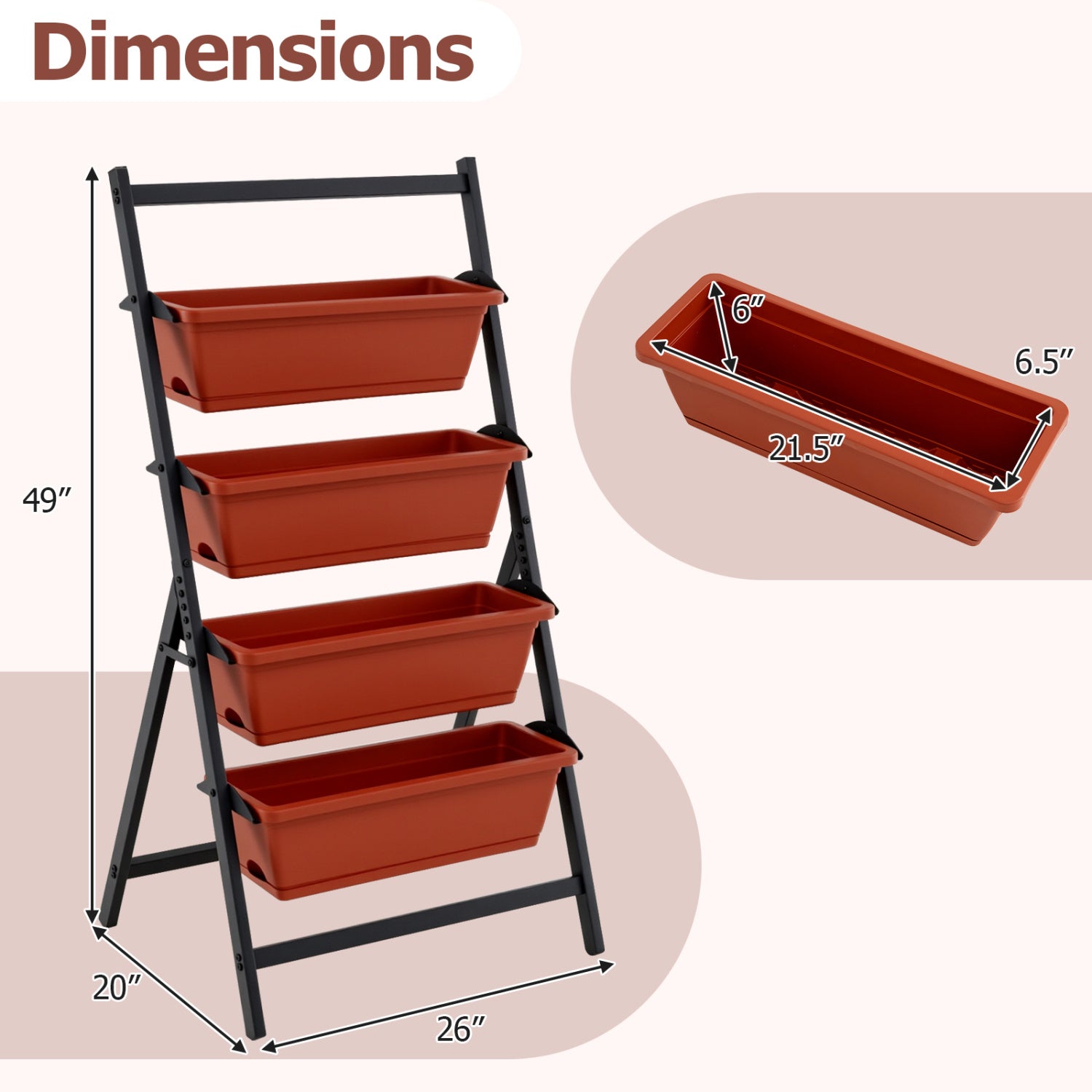 4-Tier Vertical Raised Garden Bed, Red Raised Garden Beds at Gallery Canada