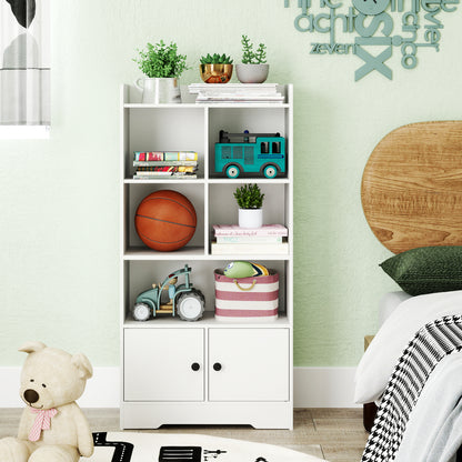 4 Tier Bookshelf With 4 Cubes, 2 Doors, White Bookcases at Gallery Canada