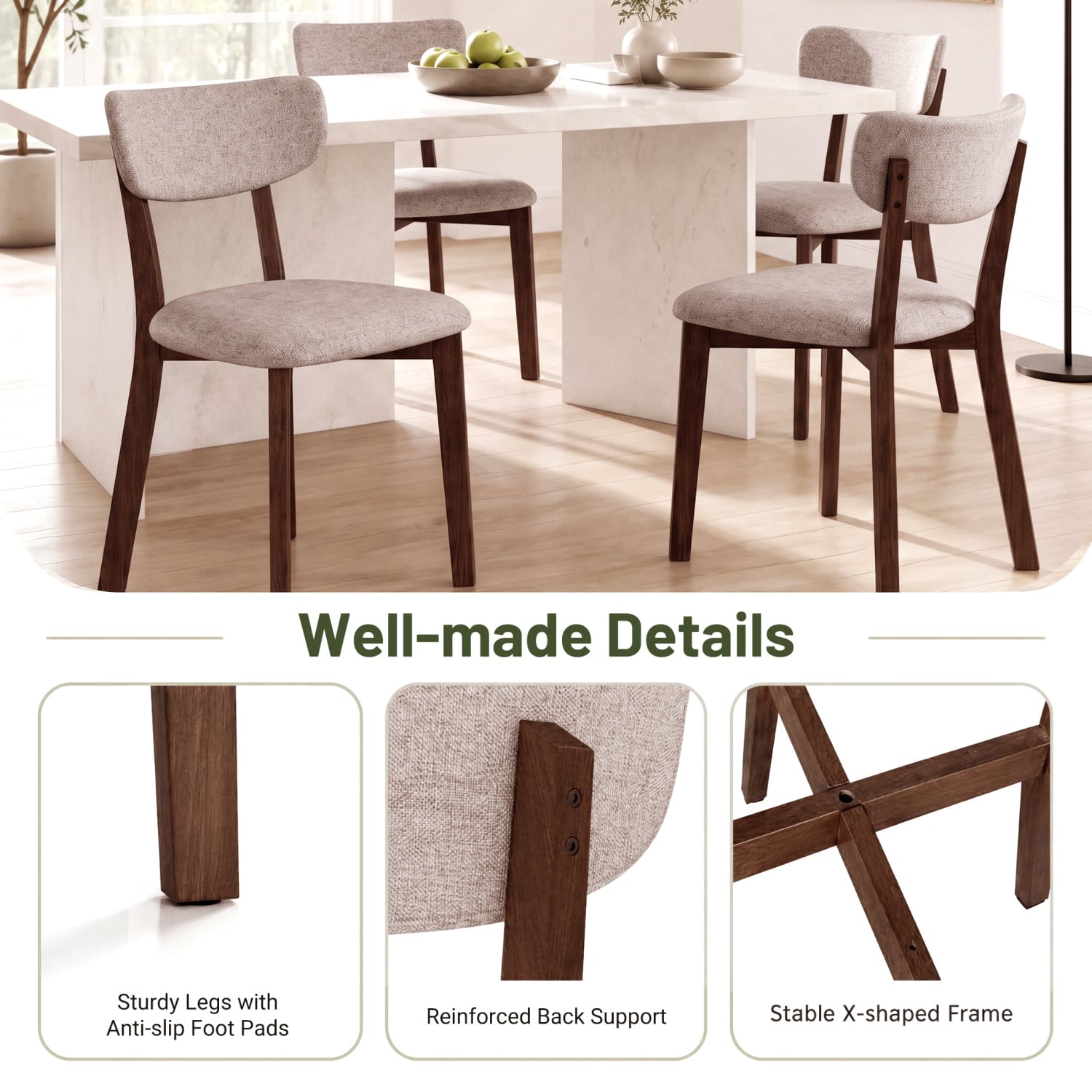 Upholstered Dining Chairs, Solid Wood Frame, Brown Dining Chairs at Gallery Canada