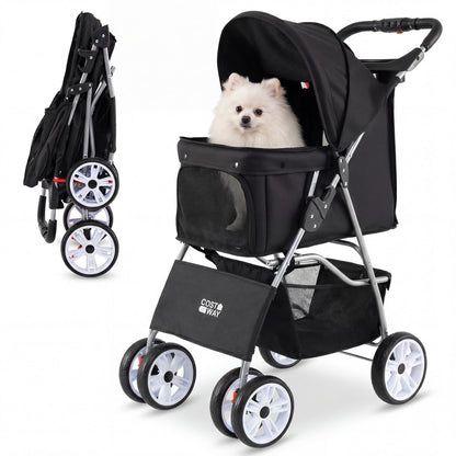 4 Wheel Pet Stroller, Small Dogs Cats, 33 LBS, Black Dog Supplies at Gallery Canada
