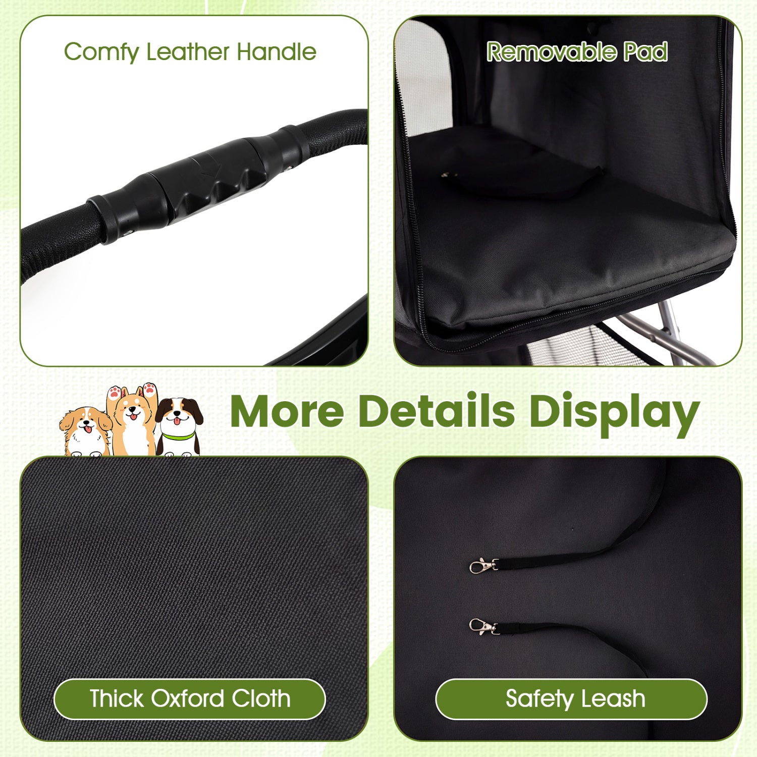 4 Wheel Pet Stroller, Small Dogs Cats, 33 LBS, Black Dog Supplies at Gallery Canada