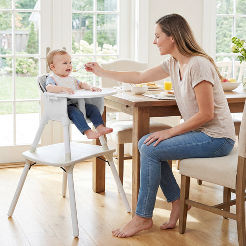 4-in-1 Convertible Toddler Table Chair Set, Cream White