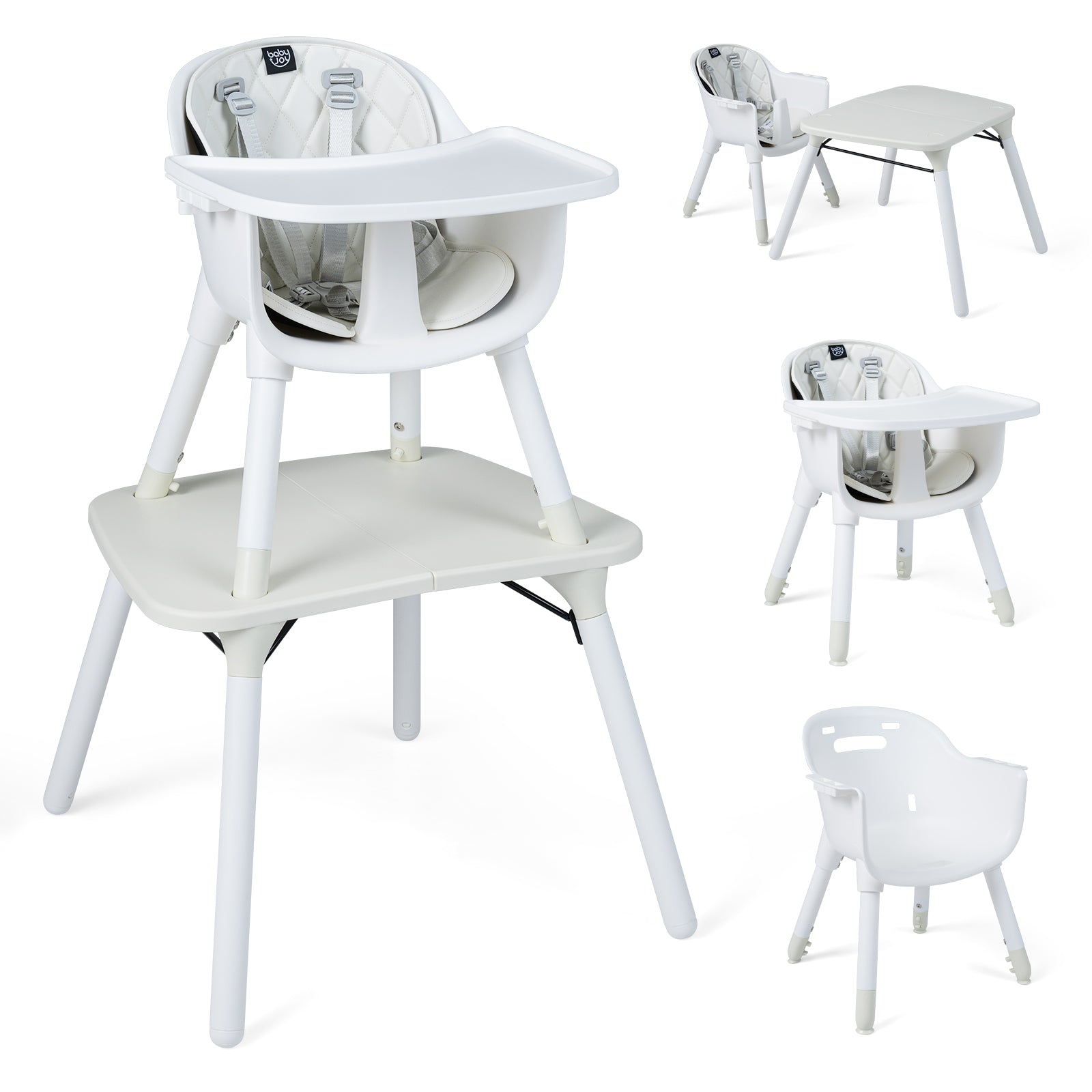 4-in-1 Convertible Toddler Table Chair Set, Cream White High Chairs at Gallery Canada