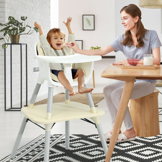 4-in-1 Convertible Toddler Chair Set, Beige High Chairs Beige at Gallery Canada