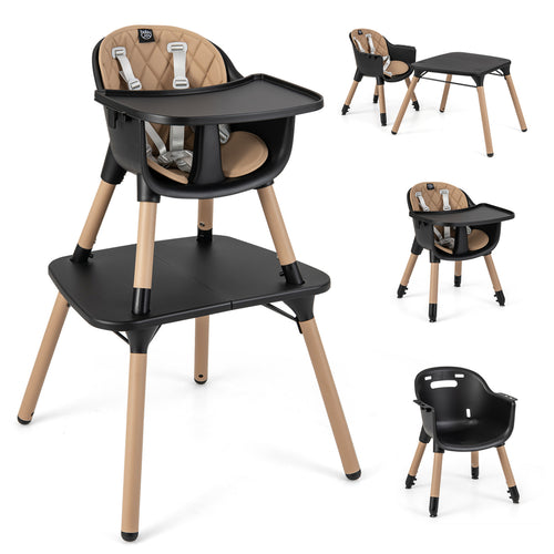 4-in-1 Baby Convertible Toddler Table Chair Set, Brown