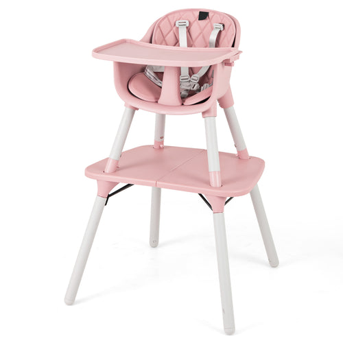 4-in-1 Convertible Toddler Table Chair Set, PU Cushion, Pink