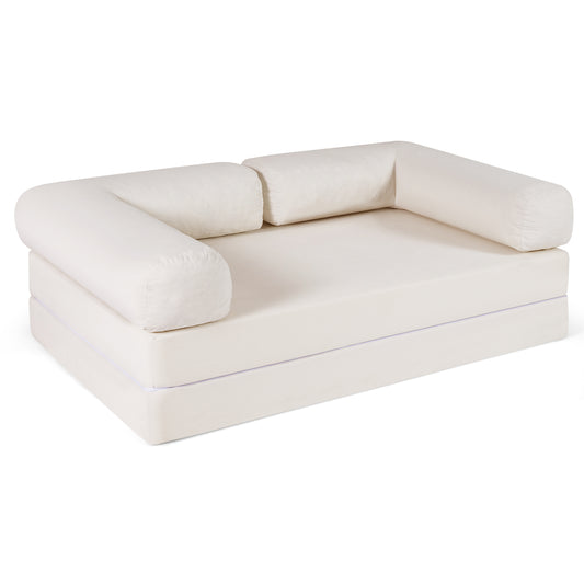 4-In-1 Convertible Folding Sofa Bed, Comfy Corduroy Cover, Beige Sofas & Loveseats Beige at Gallery Canada