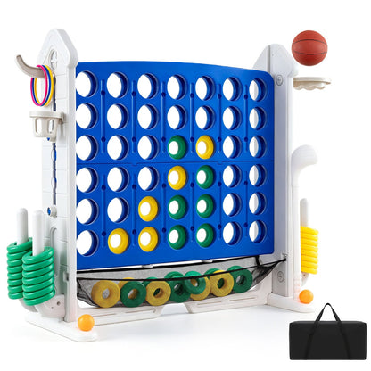 4-in-1 Adjustable Row Connect Game with Mesh Net and Carrying Bag, Blue Lawn Games Blue at Gallery Canada