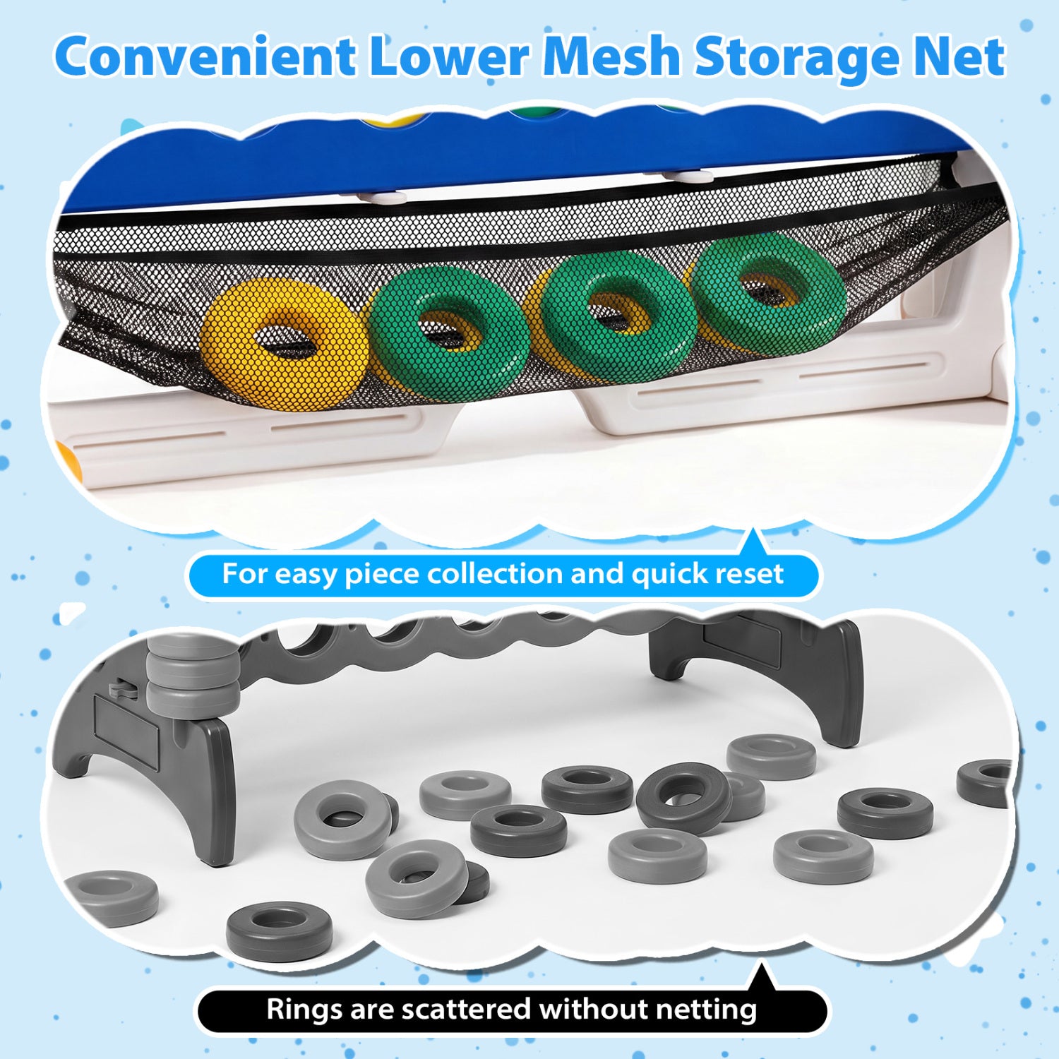 4-in-1 Adjustable Row Connect Game with Mesh Net and Carrying Bag, Blue Lawn Games at Gallery Canada