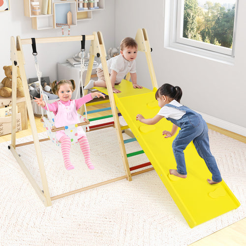 4-In-1 Indoor Jungle Gym, Baby Swing, Climbing Ramp, Multicolor