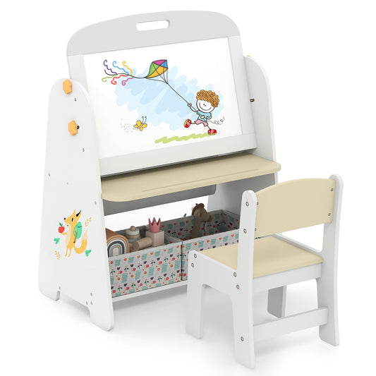4-in-1 Kids Table And Chair Set, Natural Kids Table & Chair Sets Natural at Gallery Canada