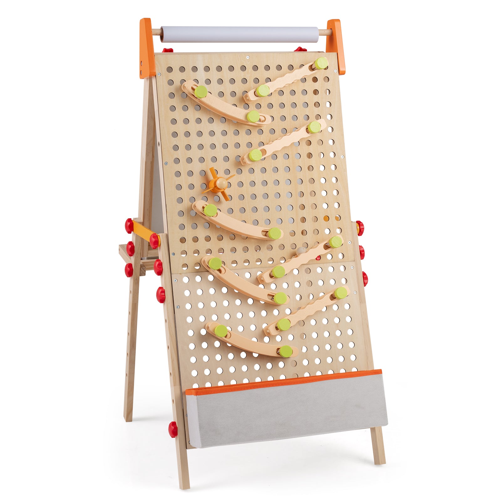 4-in-1 Wooden Kids Art Easel Double-Sided Foldable with Paper Roll and Storage Tray, Natural Art Easels at Gallery Canada