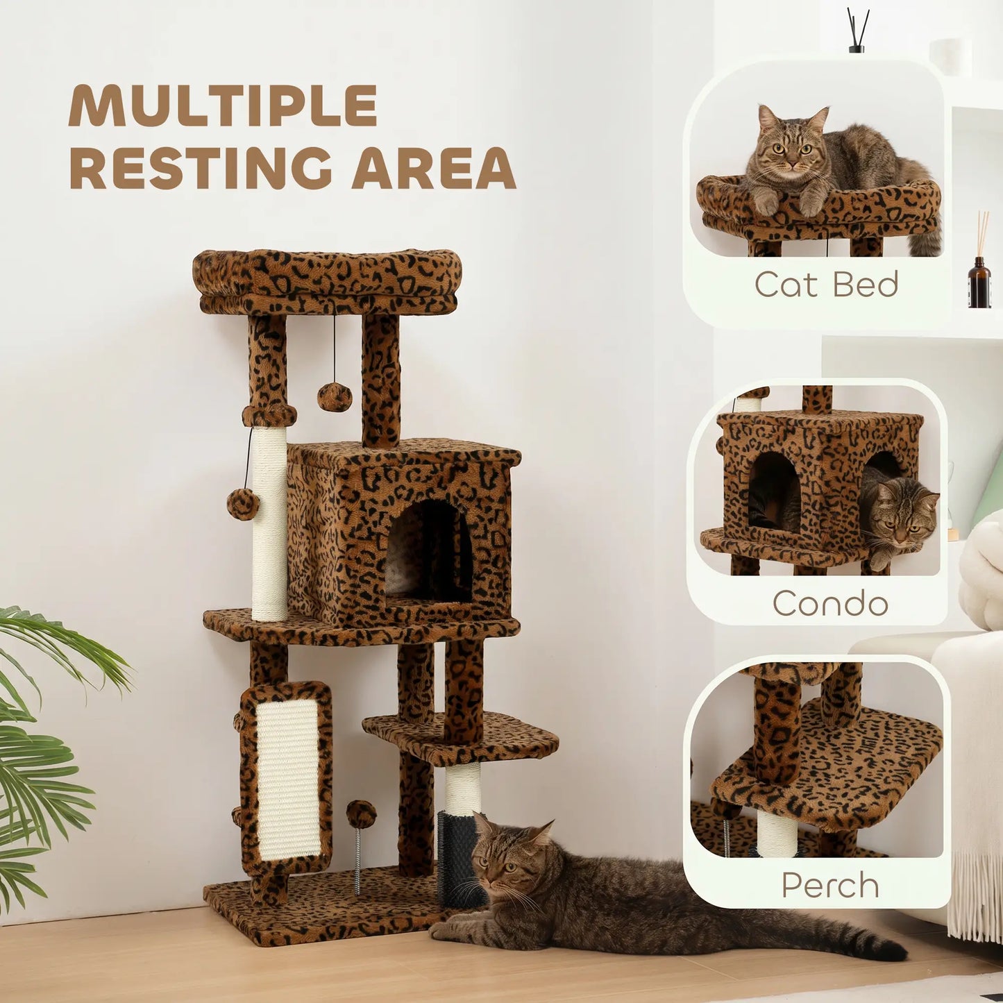 41 Inch Cat Tree With Scratching Posts, Bed, Condo, Platforms Cat Trees at Gallery Canada