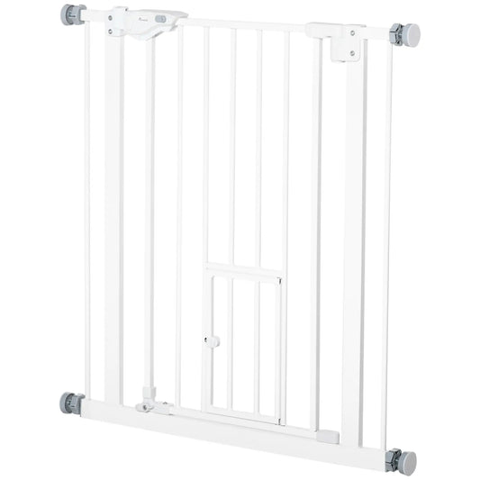 Extra Wide Pet Gate With Cat Door, Auto Closing, 29-32 Inch, White Houses, Kennels & Pens Black at Gallery Canada