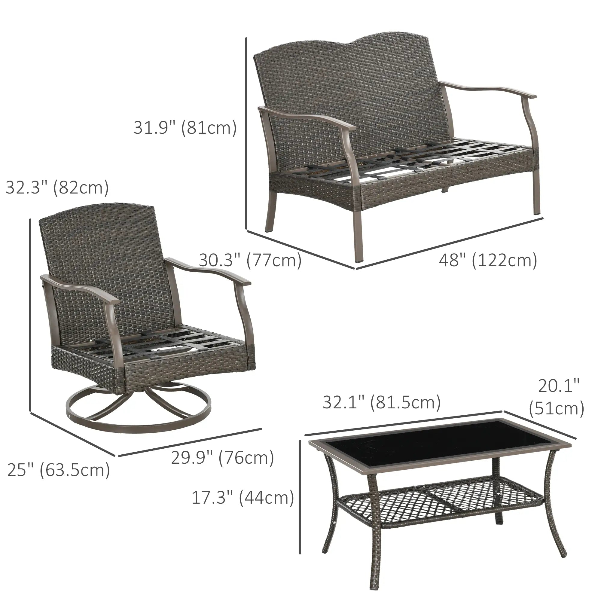 4 Pcs PE Rattan Wicker Sofa Set, Outdoor Conversation Furniture, Navy Blue Patio Furniture Sets at Gallery Canada