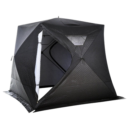 4-Person Insulated Ice Fishing Tent, Portable Shelter, Carry Bag, -22℉ Ice Fishing Tents Black at Gallery Canada