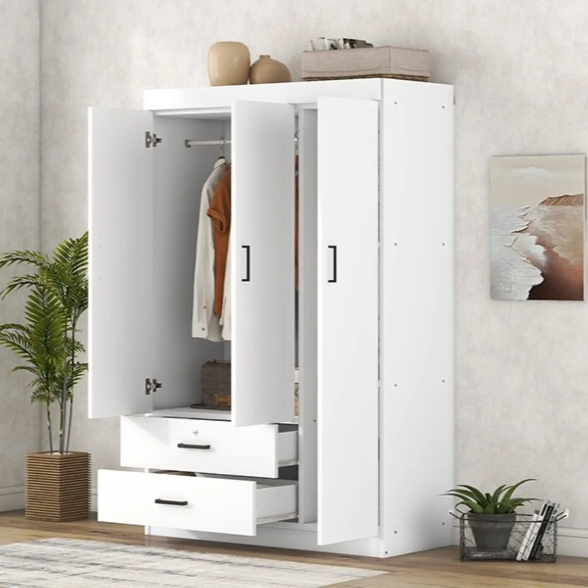 Modern Wardrobe, 2 Drawers, MDF Construction, 41.5