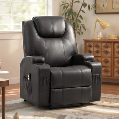 Power Lift Recliner Chair, PU Leather, Remote Control, Black Electric Power Lift Chairs at Gallery Canada