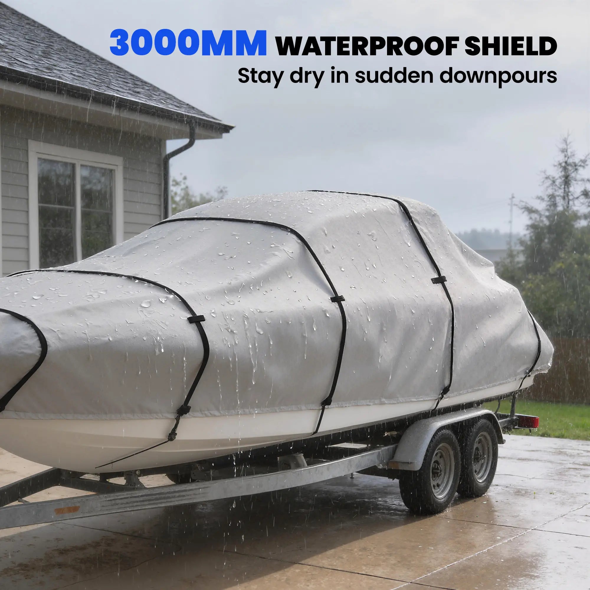 19-20 Ft Trailer Boat Cover, 3000mm Waterproof, Light Grey Water Sports & Boating Supplies at Gallery Canada