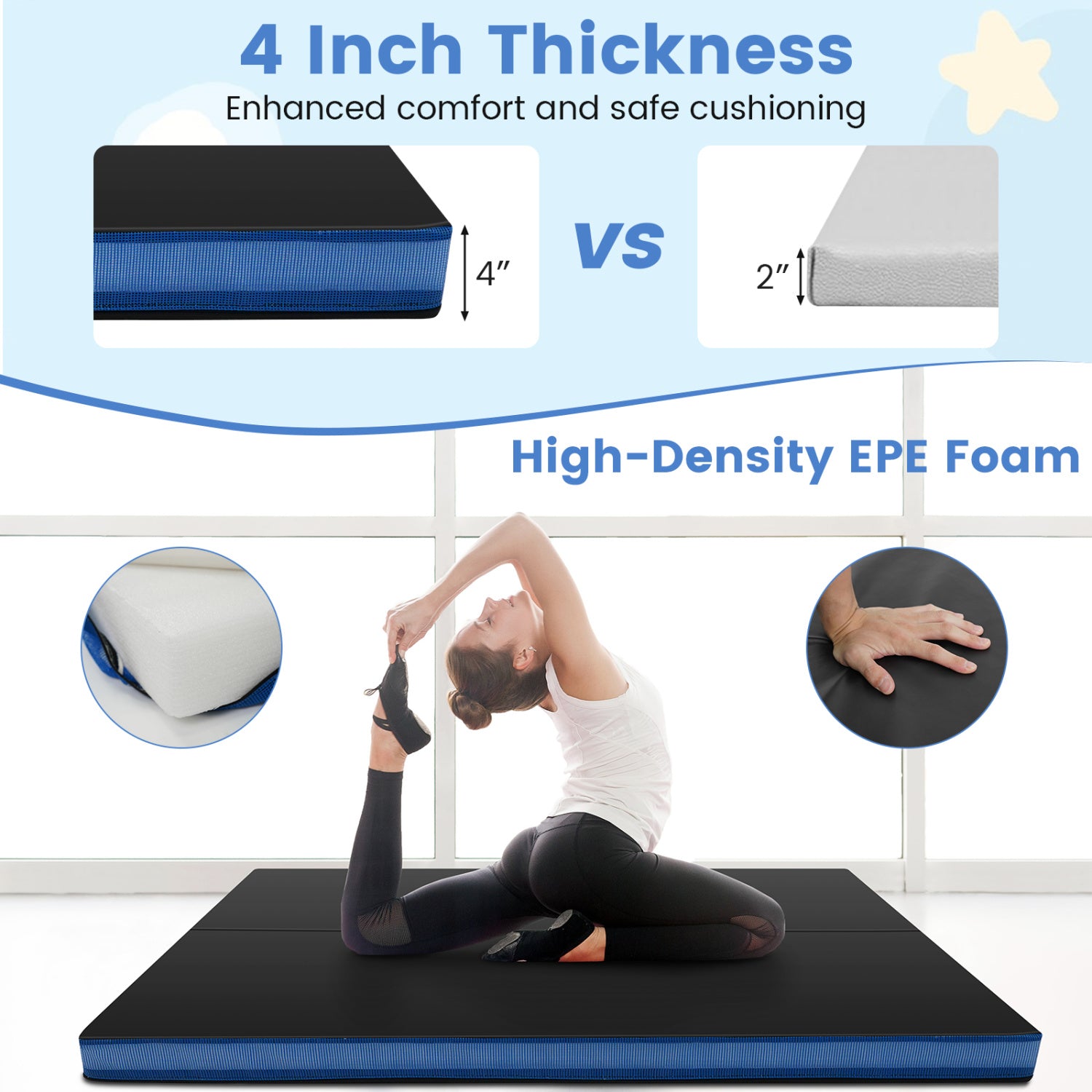 4ft x 4ft x 4in Bi-Folding Gymnastic Mat, Black Yoga & Gym Mats at Gallery Canada