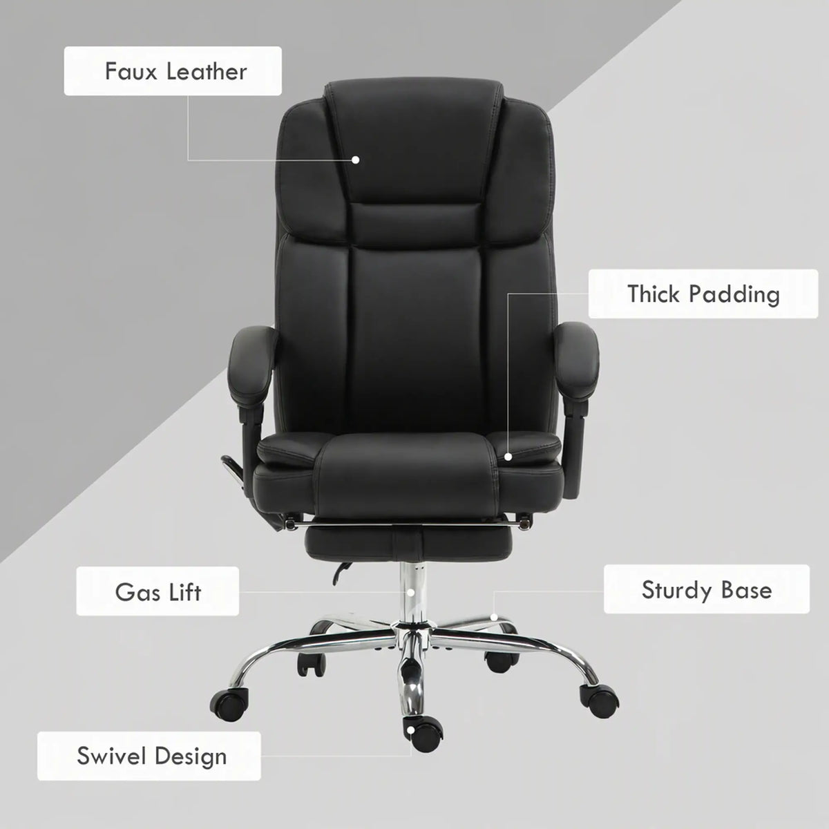 Massage Office Chair, Reclining Executive Chair with Vibration, Footrest, High Back, Black Massage Chairs at Gallery Canada
