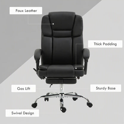 Massage Office Chair, Reclining Executive Chair with Vibration, Footrest, High Back, Black Massage Chairs at Gallery Canada